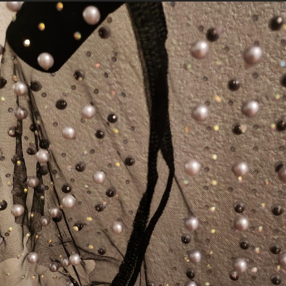 COQUETTE Sheer Black Sheer Top with Embellishments - Picture 7 of 11